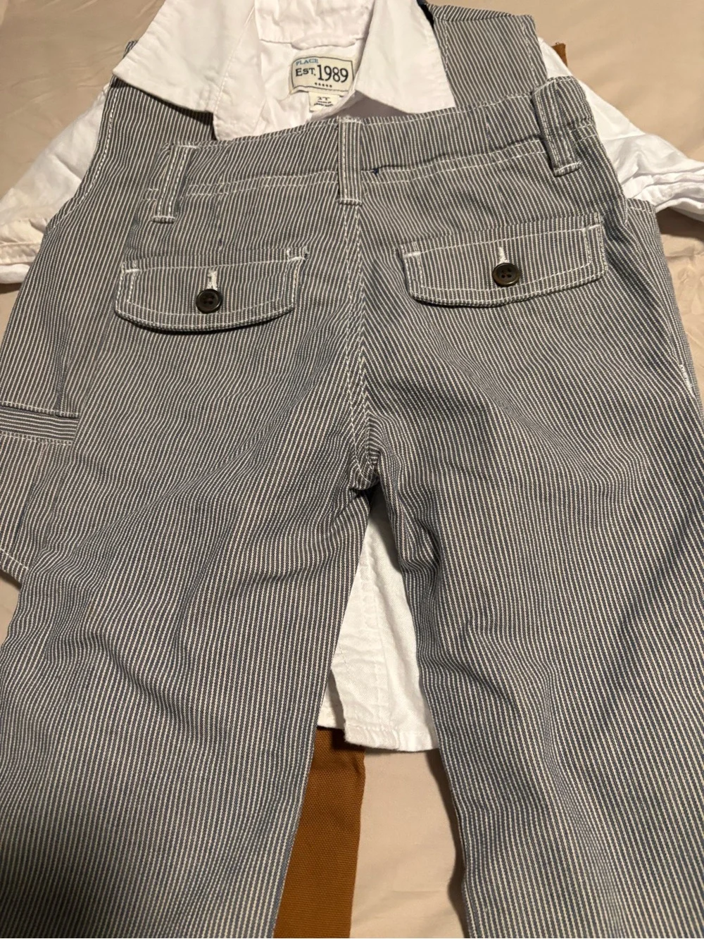 Boys Three Piece Outfit 3t Pin Stripe Best Pants White Long Sleeve Shirt - Picture 4 of 7